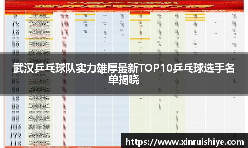 武汉乒乓球队实力雄厚最新TOP10乒乓球选手名单揭晓